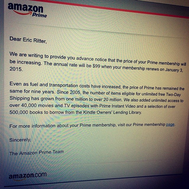 Amazon Prime Price Increase